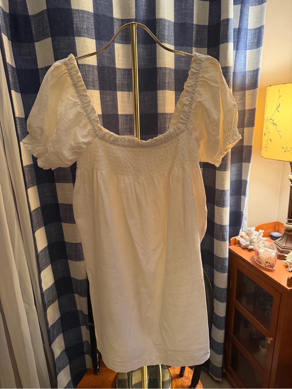 Women’s White Smocked Puff-Sleeve Faherty Ramona dress